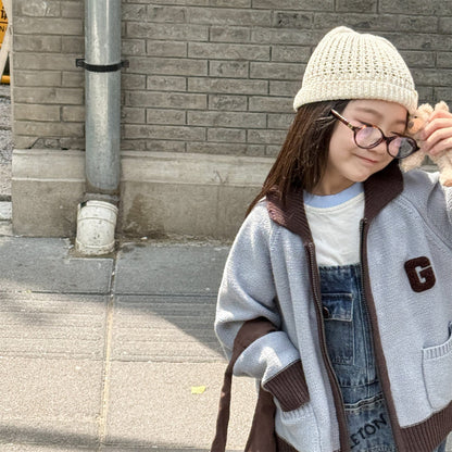 カーディガン・パーカー ワッペン付きジップアップニットカーディガンセーター【mh0010903】