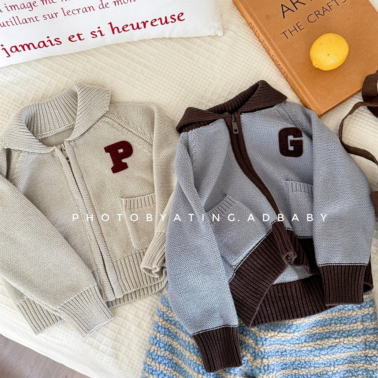 カーディガン・パーカー ワッペン付きジップアップニットカーディガンセーター【mh0010903】