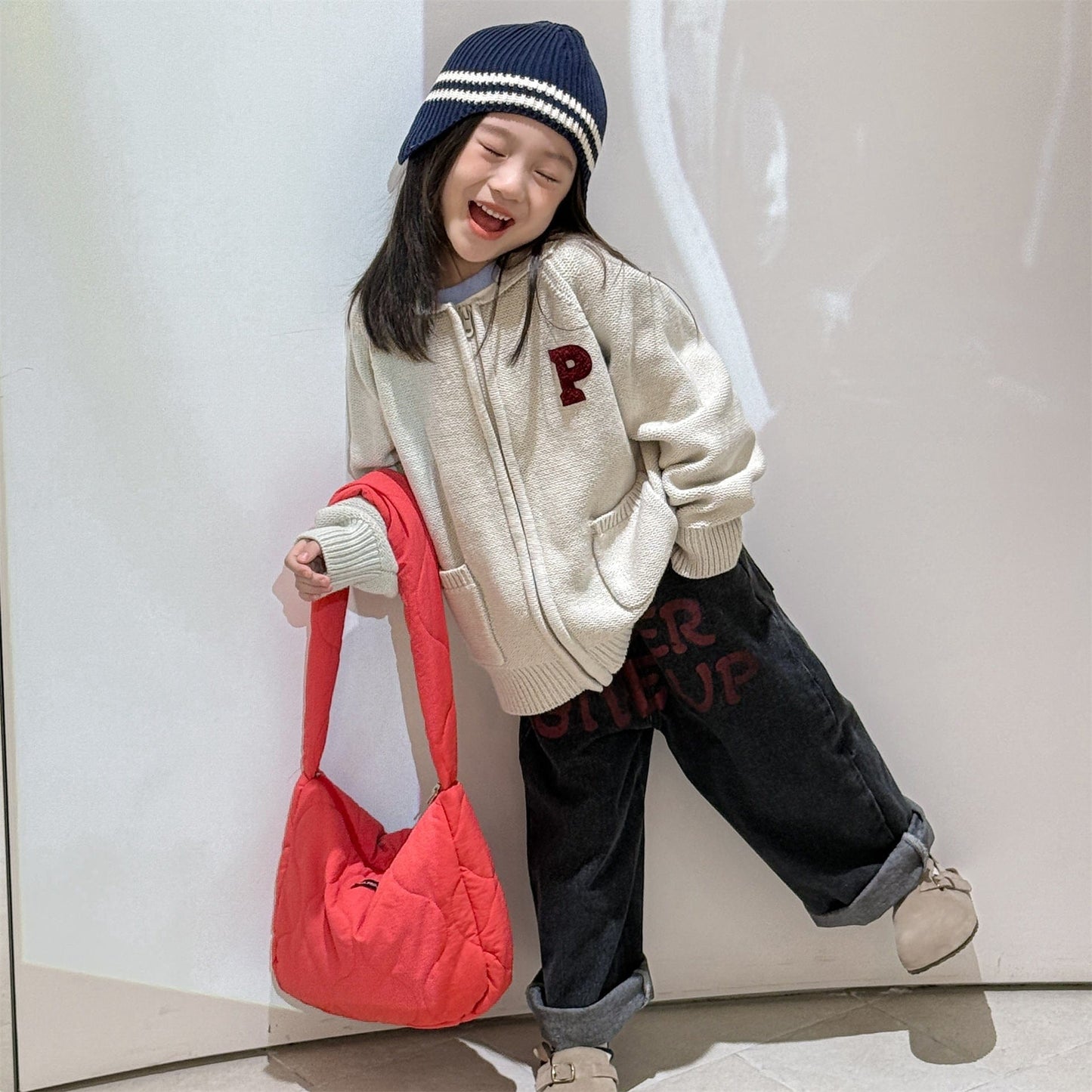 カーディガン・パーカー ワッペン付きジップアップニットカーディガンセーター【mh0010903】