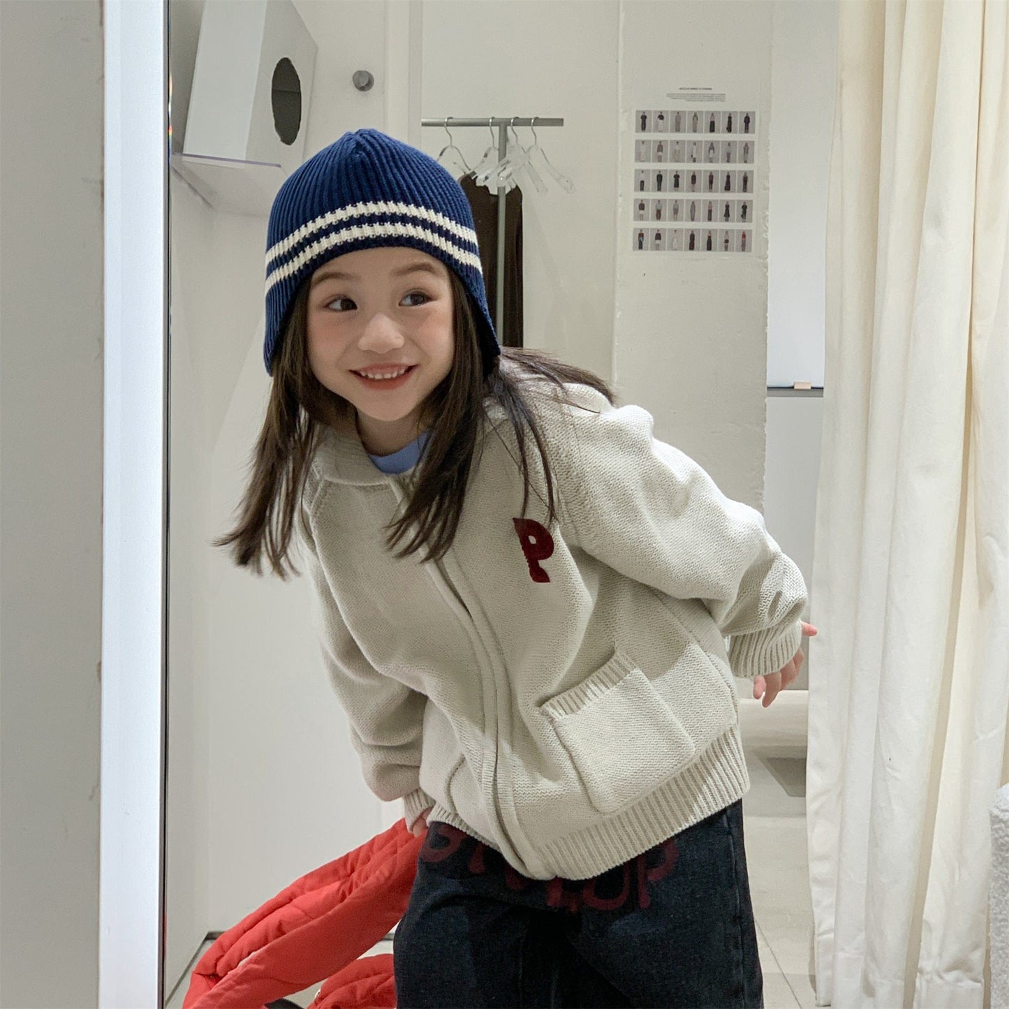 カーディガン・パーカー ワッペン付きジップアップニットカーディガンセーター【mh0010903】