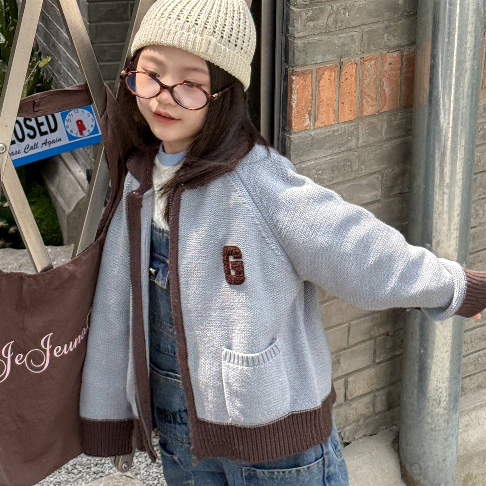 カーディガン・パーカー ワッペン付きジップアップニットカーディガンセーター【mh0010903】