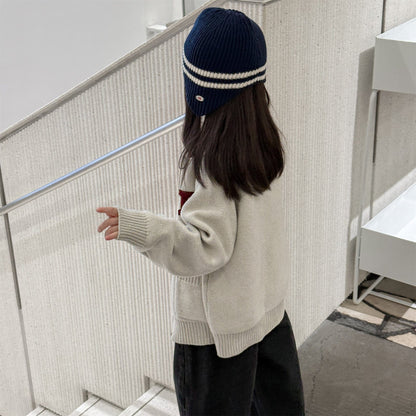 カーディガン・パーカー ワッペン付きジップアップニットカーディガンセーター【mh0010903】