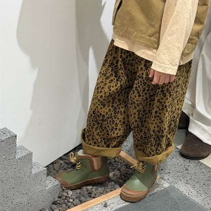 ロングパンツ・スウェットパンツ レオパード柄ワイドデニムパンツ【mh0010904】