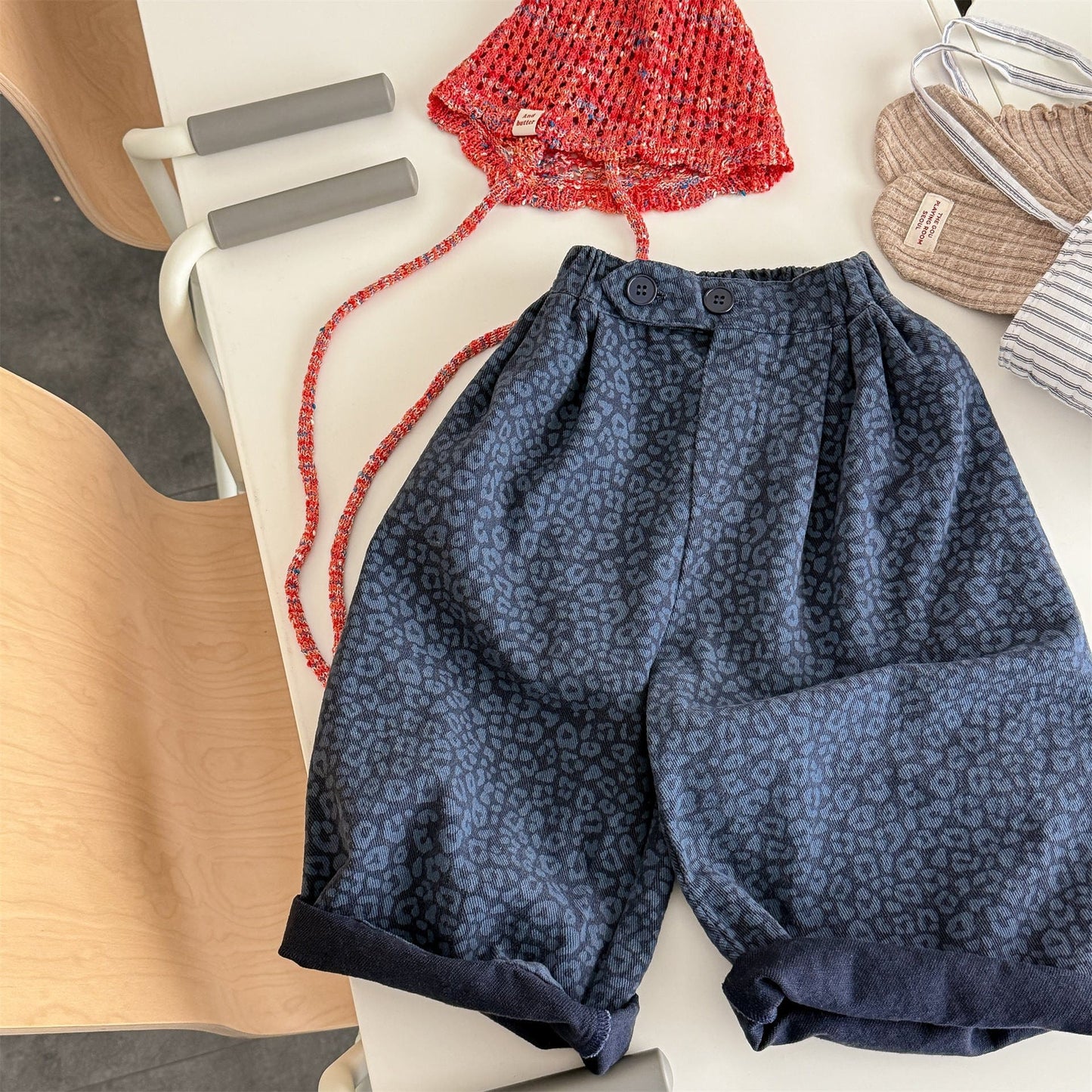 ロングパンツ・スウェットパンツ レオパード柄ワイドデニムパンツ【mh0010904】