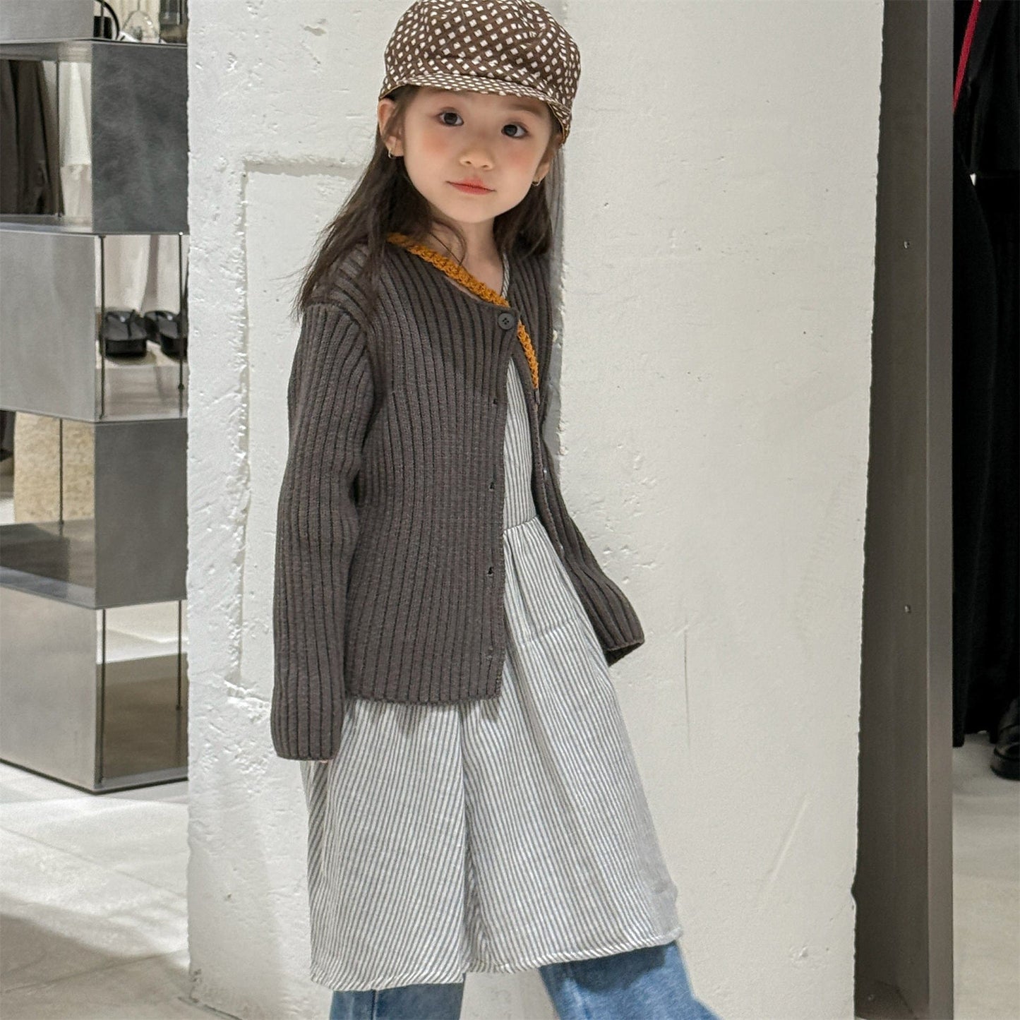 カーディガン・パーカー リブ編みニットカーディガン【mh0010905】