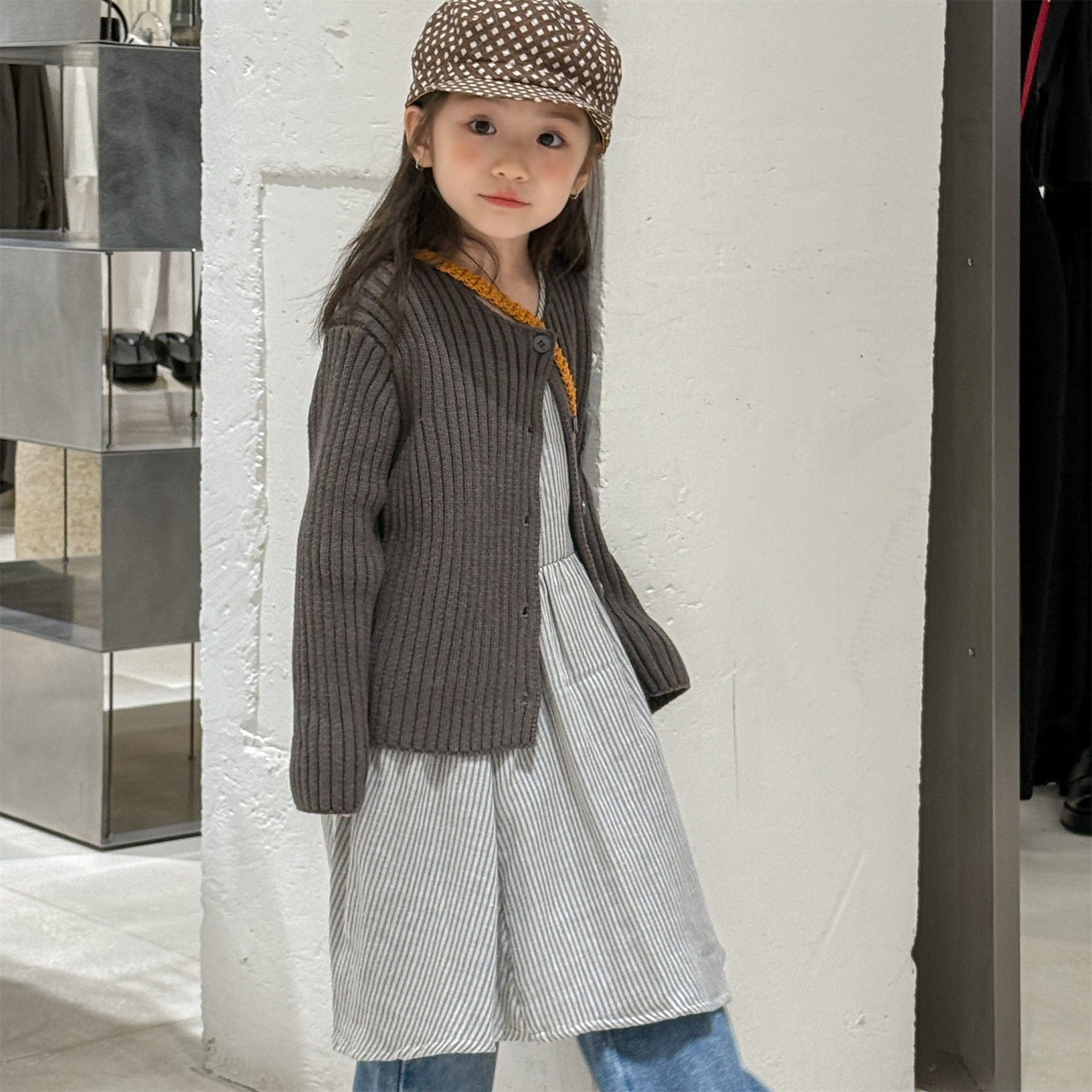 カーディガン・パーカー リブ編みニットカーディガン【mh0010905】