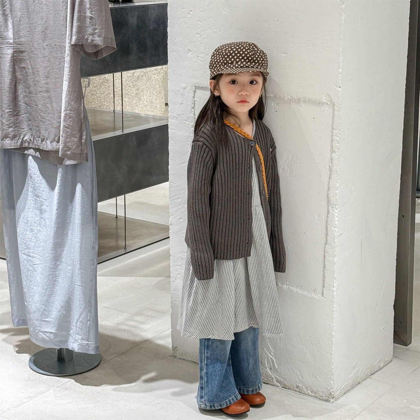 カーディガン・パーカー リブ編みニットカーディガン【mh0010905】