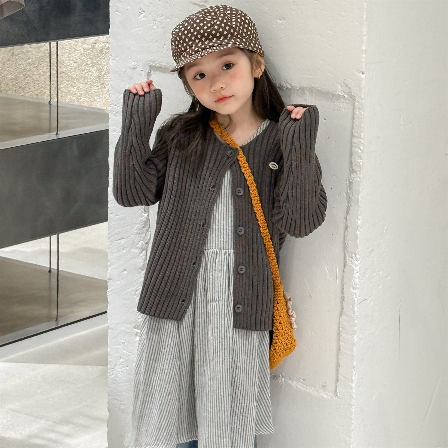 カーディガン・パーカー リブ編みニットカーディガン【mh0010905】