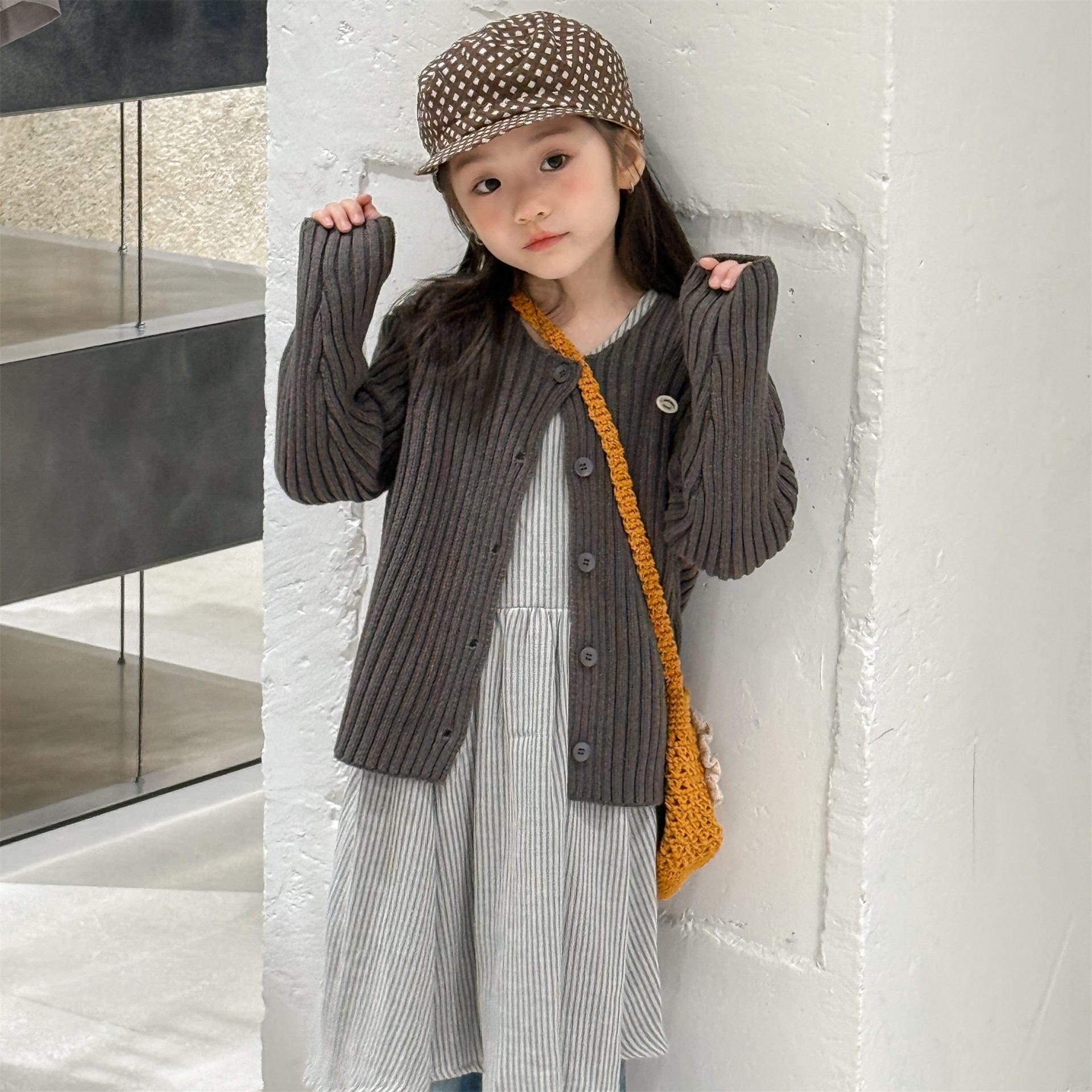 カーディガン・パーカー リブ編みニットカーディガン【mh0010905】