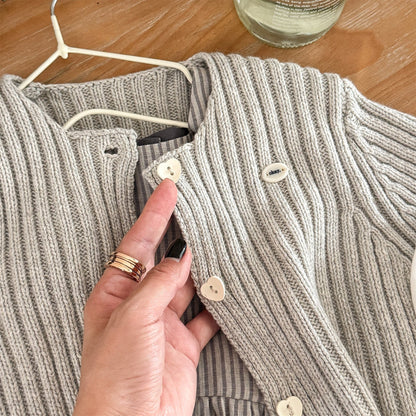 カーディガン・パーカー リブ編みニットカーディガン【mh0010905】