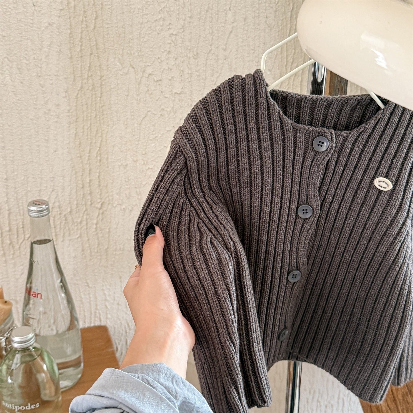 カーディガン・パーカー リブ編みニットカーディガン【mh0010905】