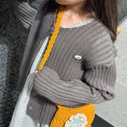 カーディガン・パーカー リブ編みニットカーディガン【mh0010905】