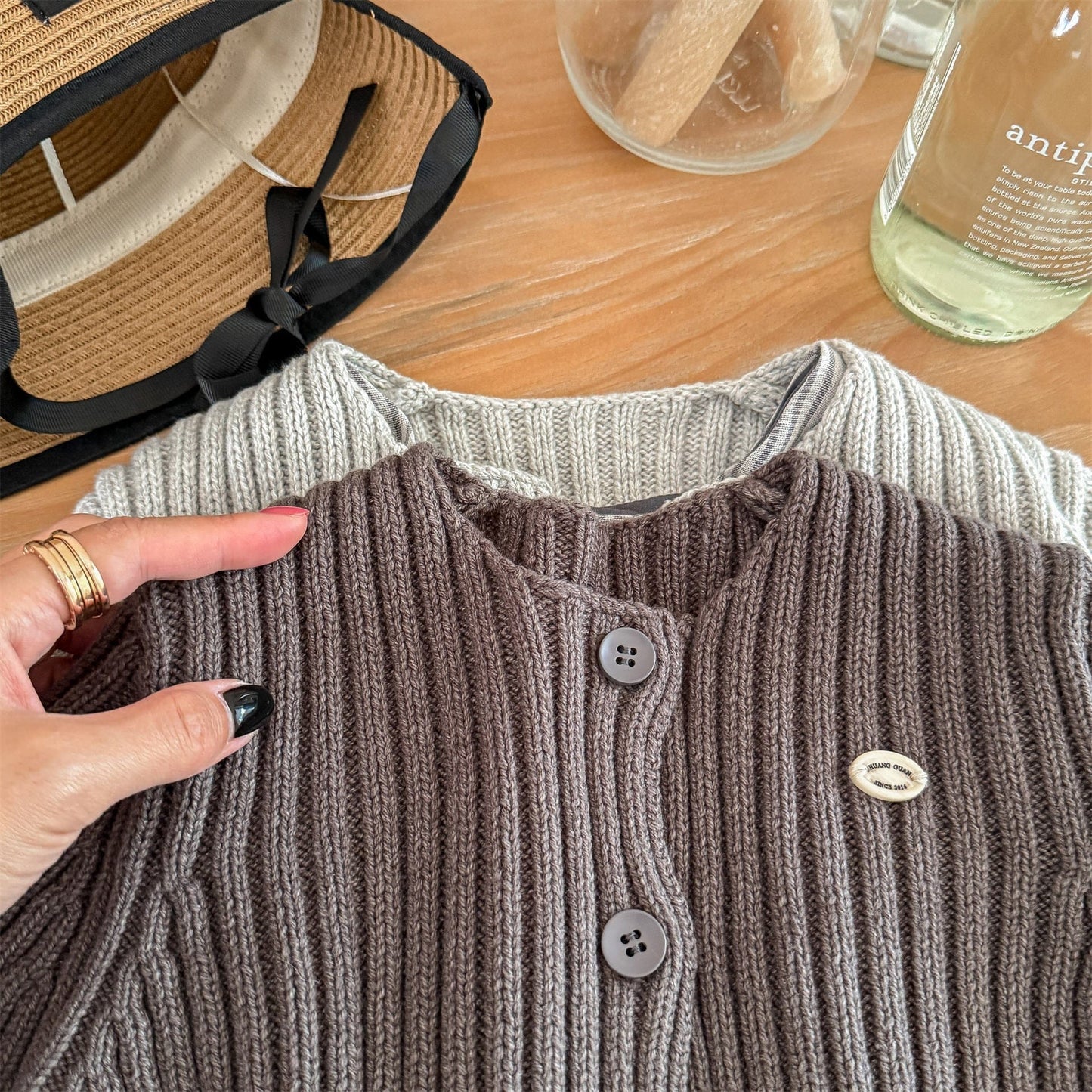 カーディガン・パーカー リブ編みニットカーディガン【mh0010905】