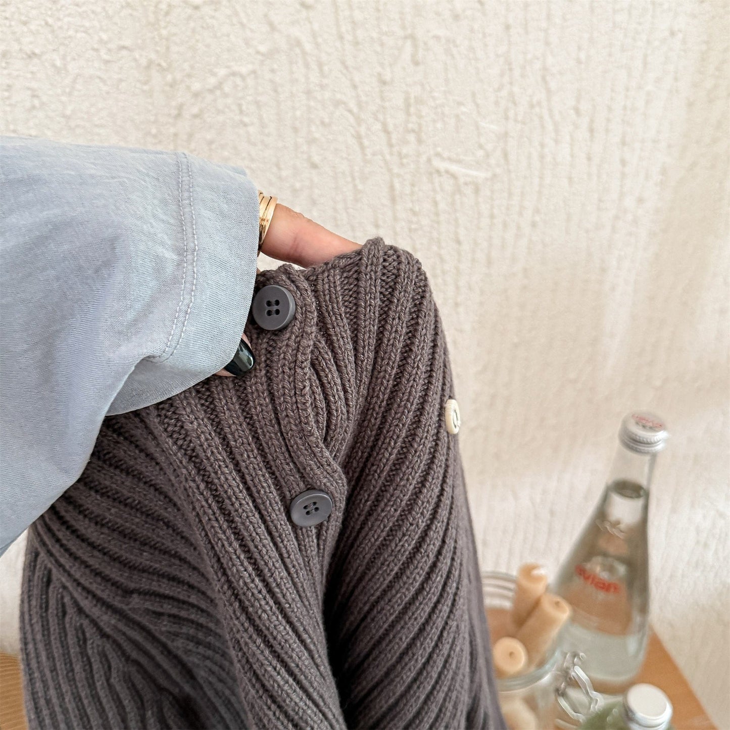 カーディガン・パーカー リブ編みニットカーディガン【mh0010905】