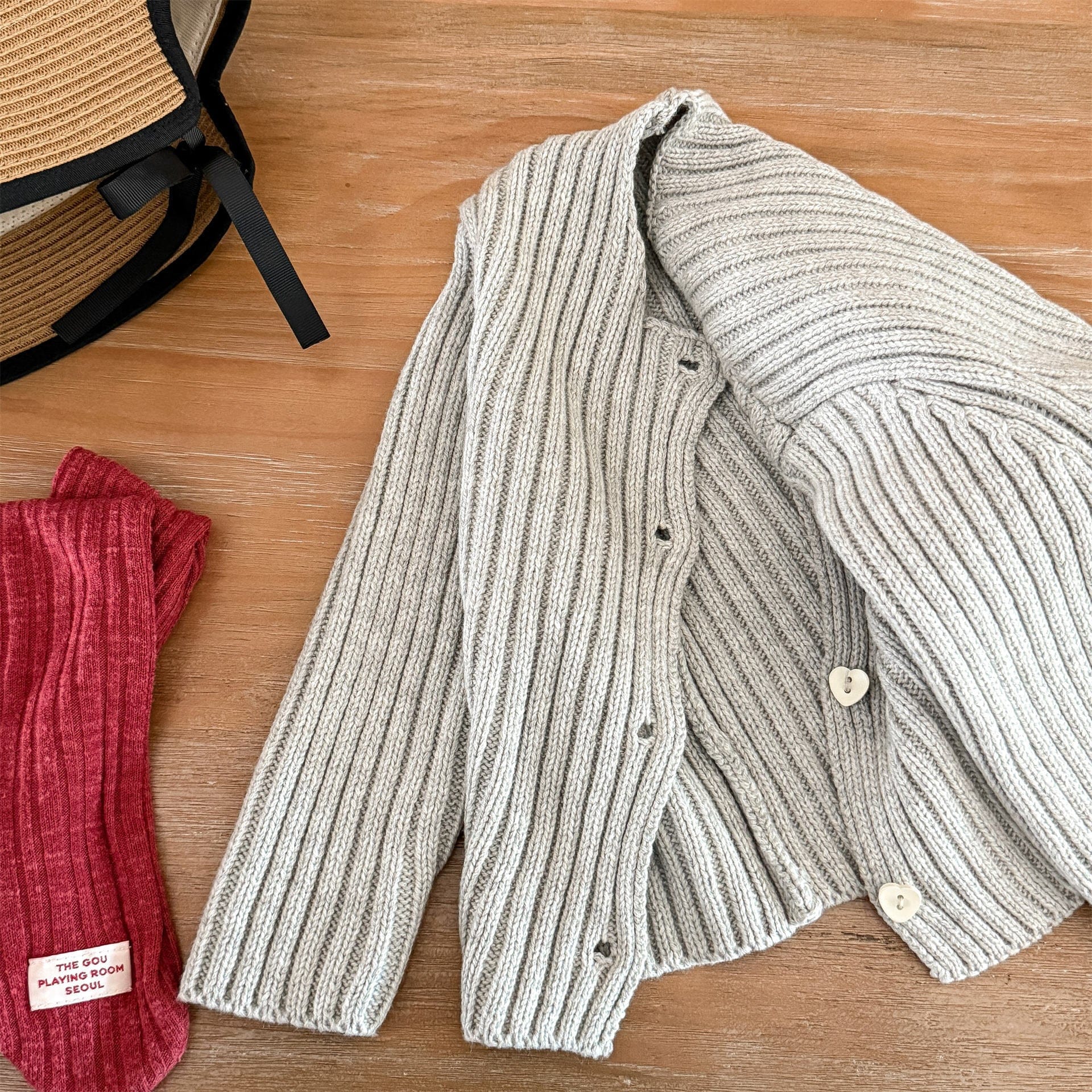 カーディガン・パーカー リブ編みニットカーディガン【mh0010905】