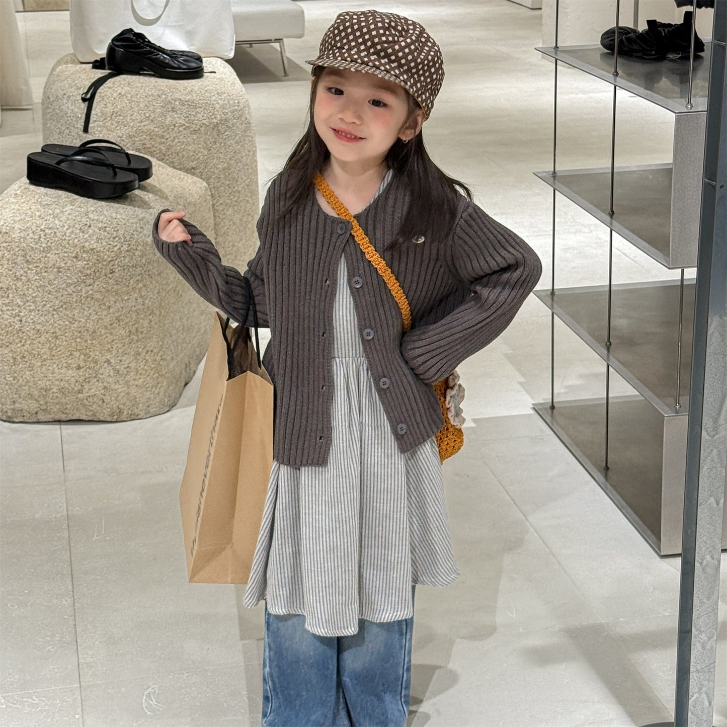 カーディガン・パーカー リブ編みニットカーディガン【mh0010905】