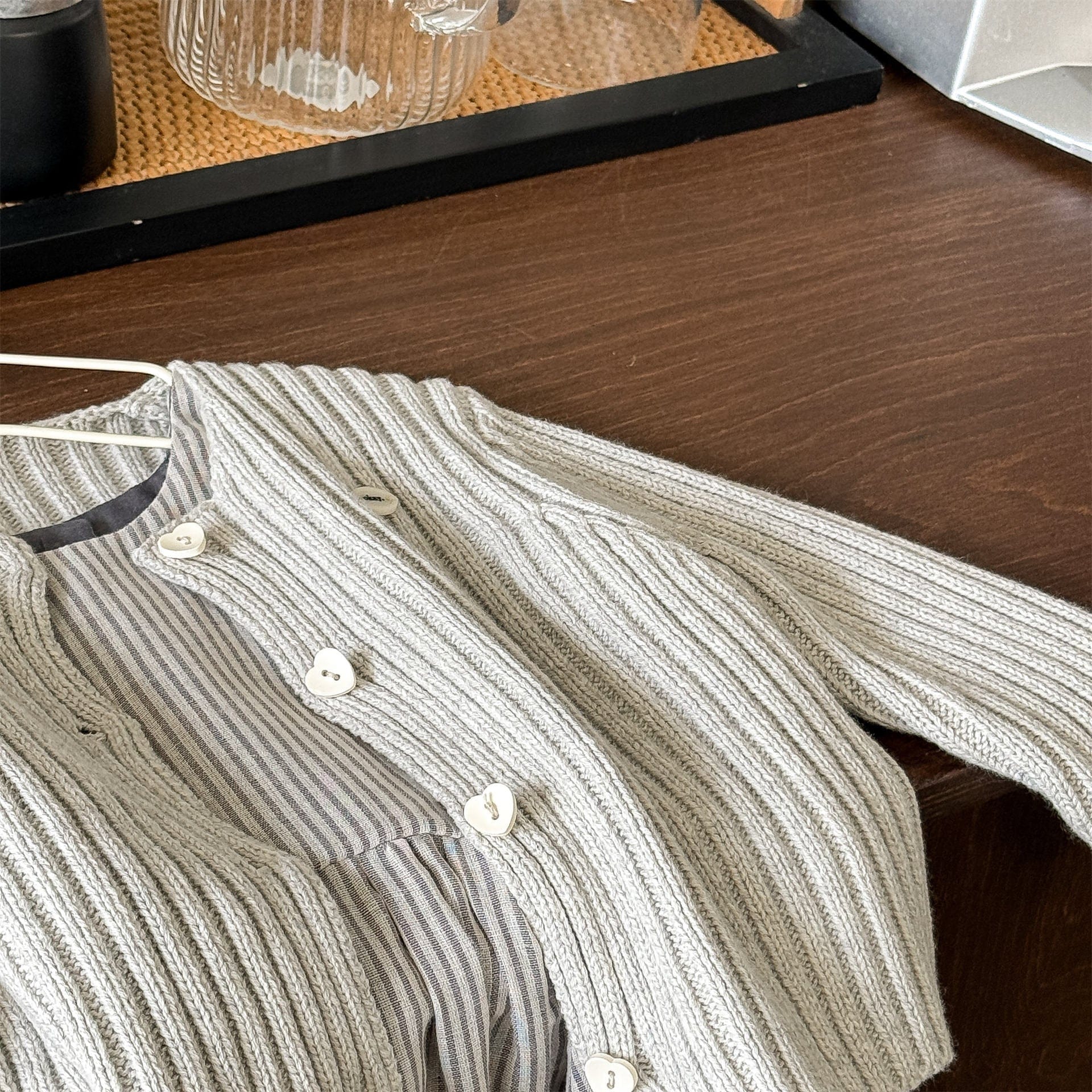 カーディガン・パーカー リブ編みニットカーディガン【mh0010905】