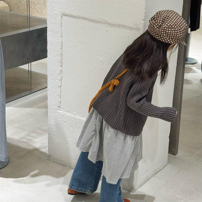 カーディガン・パーカー リブ編みニットカーディガン【mh0010905】