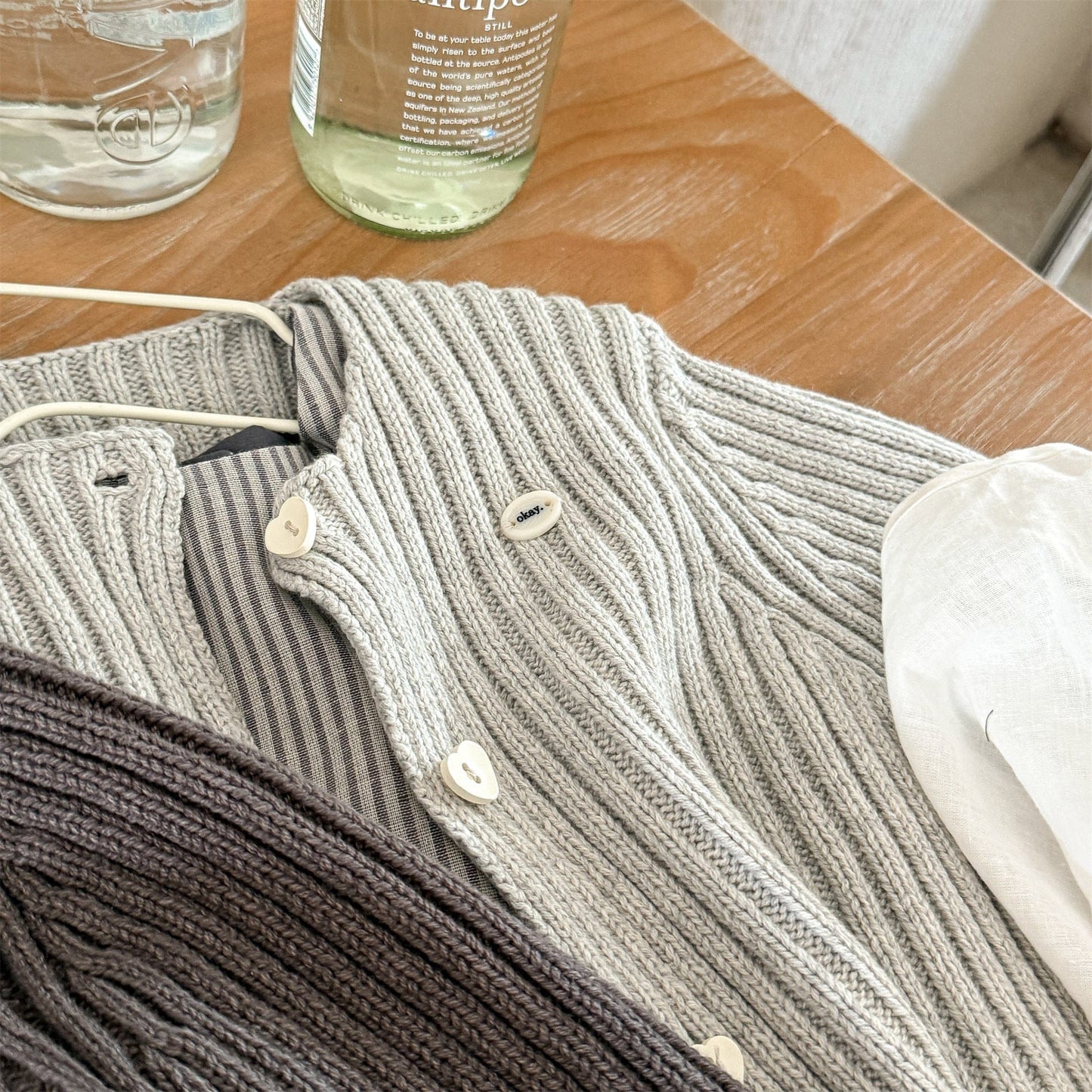 カーディガン・パーカー リブ編みニットカーディガン【mh0010905】