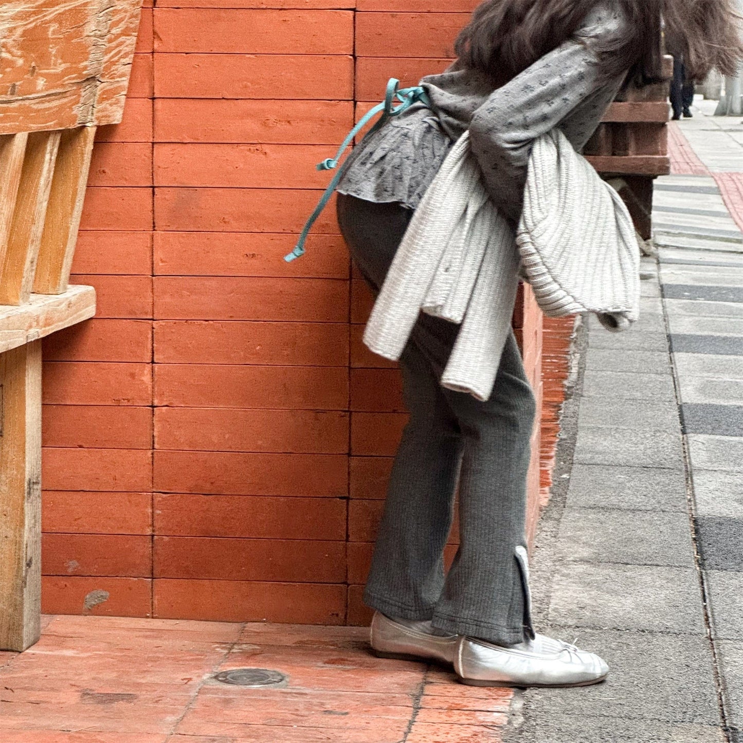 レギンスパンツ レースパッチスリットリブレギンスパンツ【mh0010908】