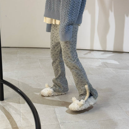 レギンスパンツ レースパッチスリットリブレギンスパンツ【mh0010908】