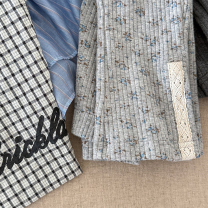 レギンスパンツ レースパッチスリットリブレギンスパンツ【mh0010908】