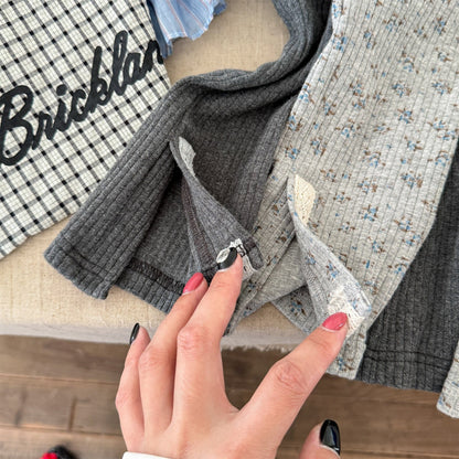 レギンスパンツ レースパッチスリットリブレギンスパンツ【mh0010908】