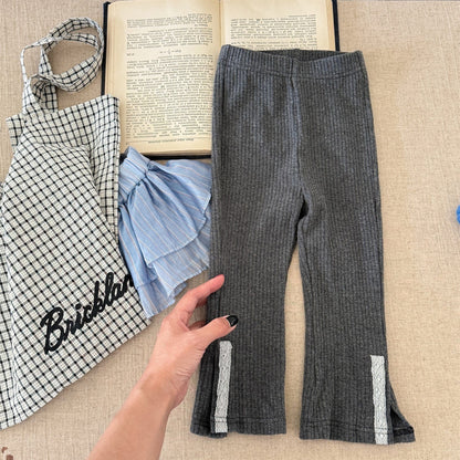 レギンスパンツ レースパッチスリットリブレギンスパンツ【mh0010908】