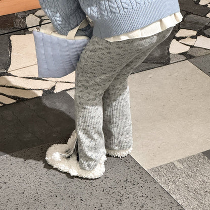 レギンスパンツ レースパッチスリットリブレギンスパンツ【mh0010908】