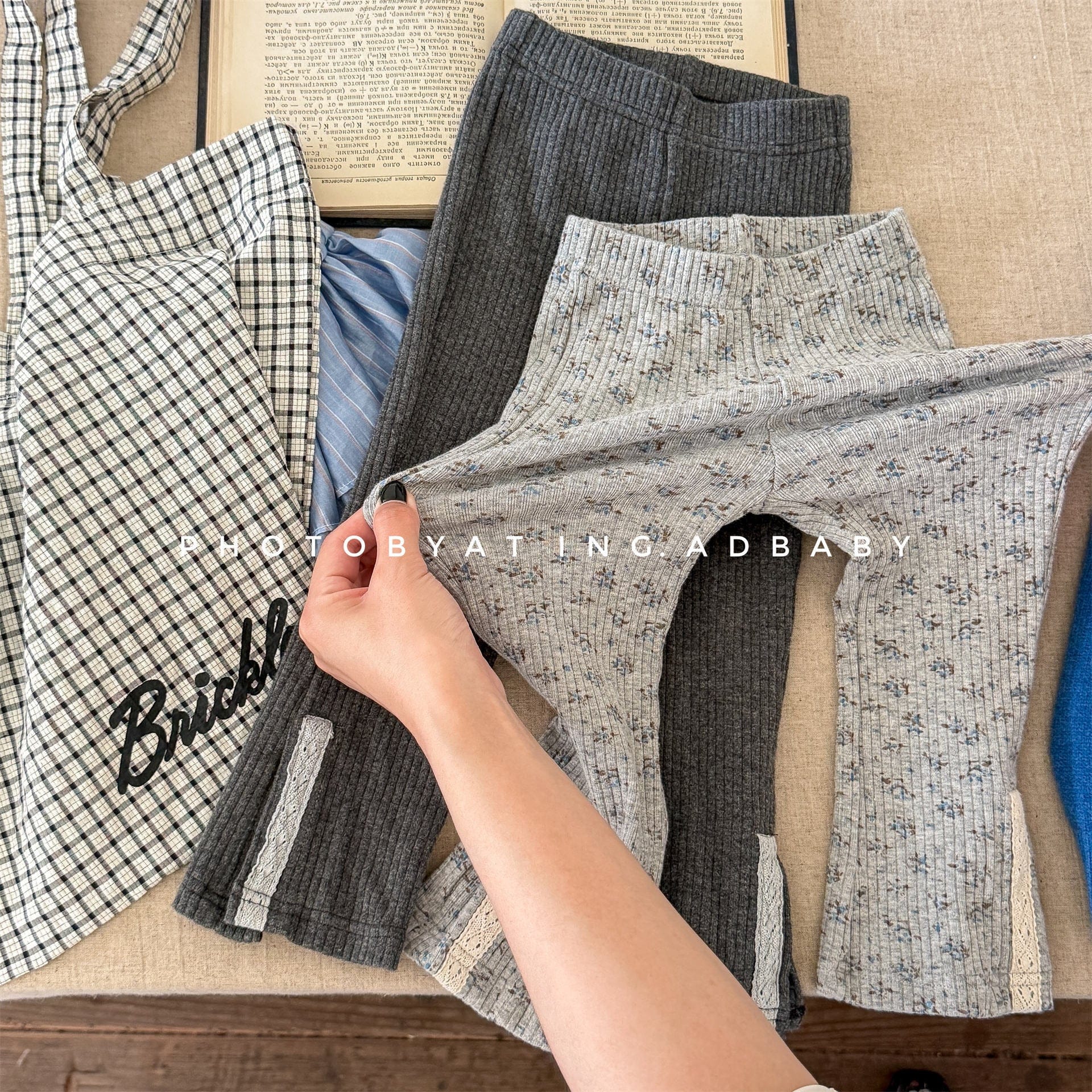 レギンスパンツ レースパッチスリットリブレギンスパンツ【mh0010908】