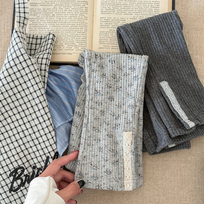 レギンスパンツ レースパッチスリットリブレギンスパンツ【mh0010908】