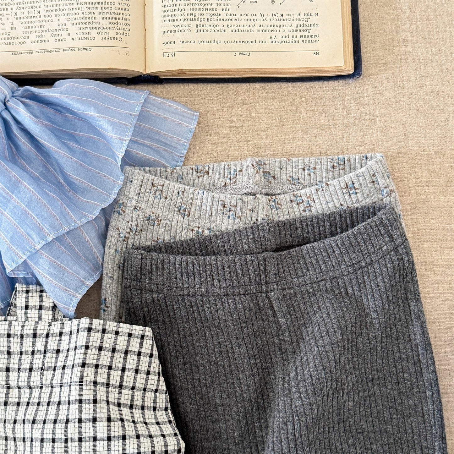 レギンスパンツ レースパッチスリットリブレギンスパンツ【mh0010908】