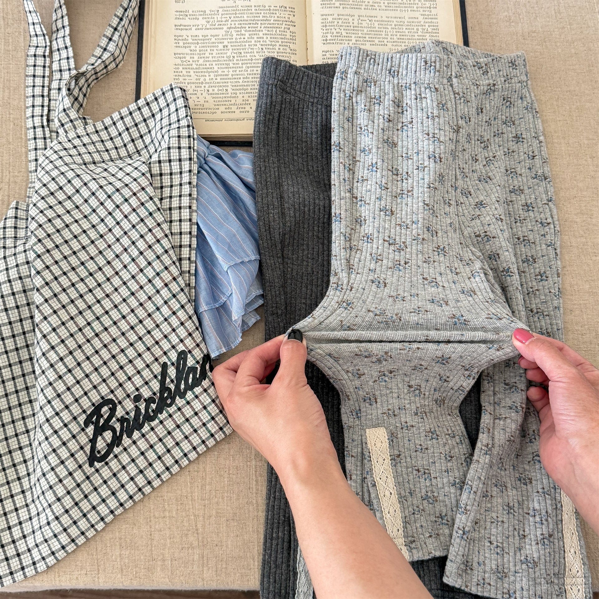 レギンスパンツ レースパッチスリットリブレギンスパンツ【mh0010908】