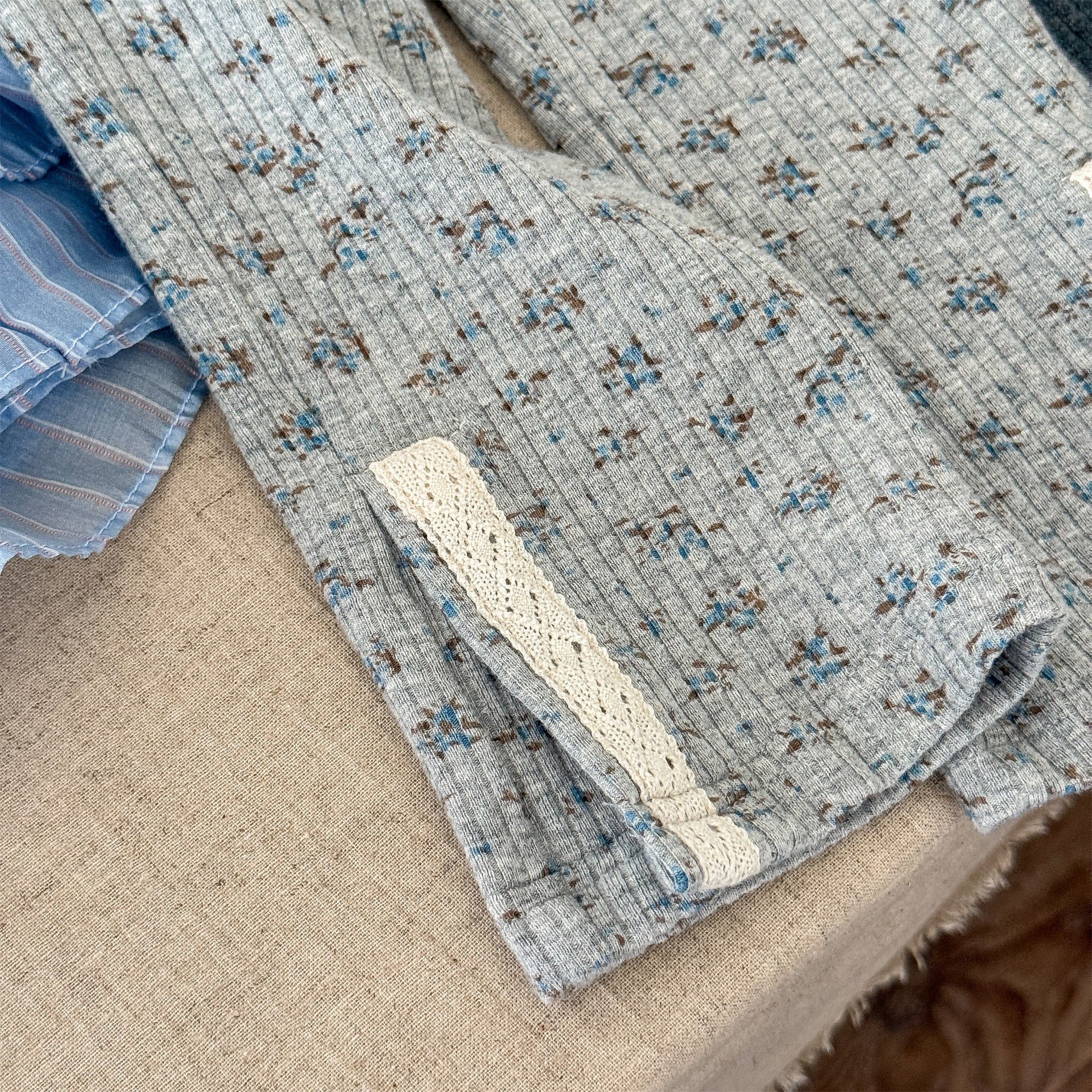 レギンスパンツ レースパッチスリットリブレギンスパンツ【mh0010908】