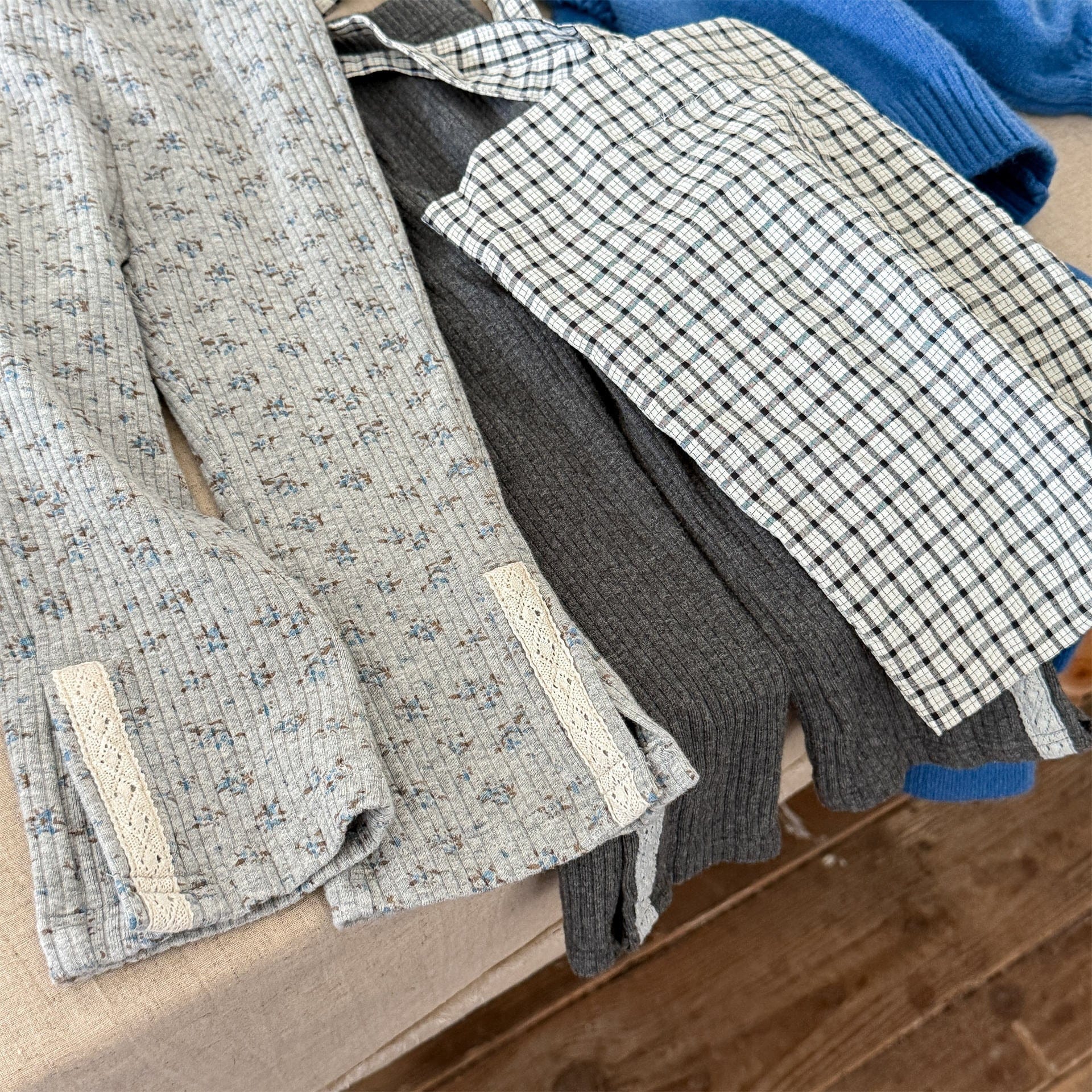 レギンスパンツ レースパッチスリットリブレギンスパンツ【mh0010908】