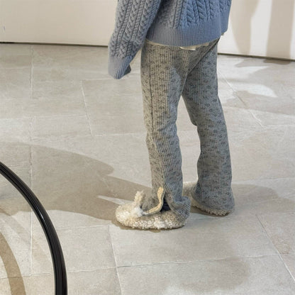 レギンスパンツ レースパッチスリットリブレギンスパンツ【mh0010908】