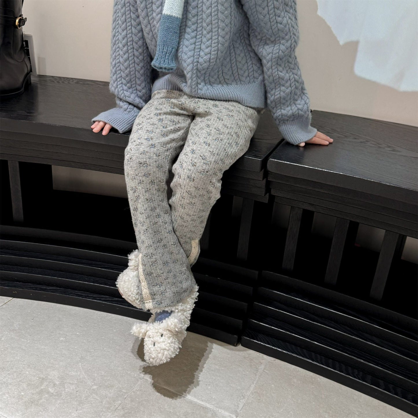 レギンスパンツ レースパッチスリットリブレギンスパンツ【mh0010908】