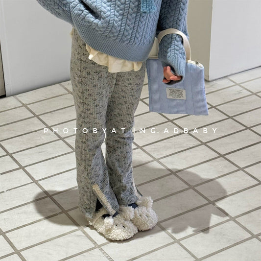 レギンスパンツ レースパッチスリットリブレギンスパンツ【mh0010908】