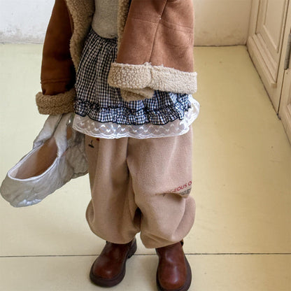 ロングパンツ・スウェットパンツ 刺繍入りコーラルベルベットジョガーパンツ裏起毛あったかボトムス【mh0010911】