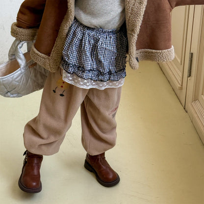 ロングパンツ・スウェットパンツ 刺繍入りコーラルベルベットジョガーパンツ裏起毛あったかボトムス【mh0010911】