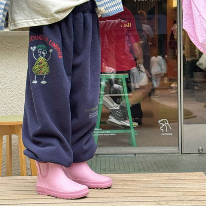 ロングパンツ・スウェットパンツ 刺繍入りコーラルベルベットジョガーパンツ裏起毛あったかボトムス【mh0010911】