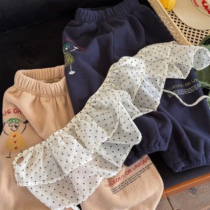 ロングパンツ・スウェットパンツ 刺繍入りコーラルベルベットジョガーパンツ裏起毛あったかボトムス【mh0010911】