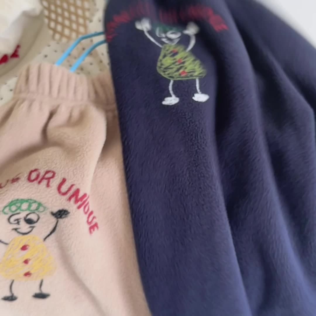 ロングパンツ・スウェットパンツ 刺繍入りコーラルベルベットジョガーパンツ裏起毛あったかボトムス【mh0010911】