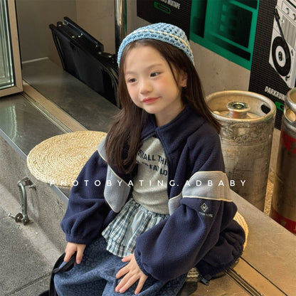 ショートコート・ジャケット・ジャンパー バイカラージップアップフリースジャケットブルゾン裏起毛防寒アウター【mh0010912】