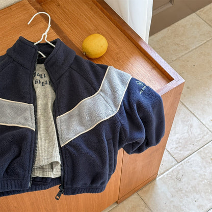 ショートコート・ジャケット・ジャンパー バイカラージップアップフリースジャケットブルゾン裏起毛防寒アウター【mh0010912】