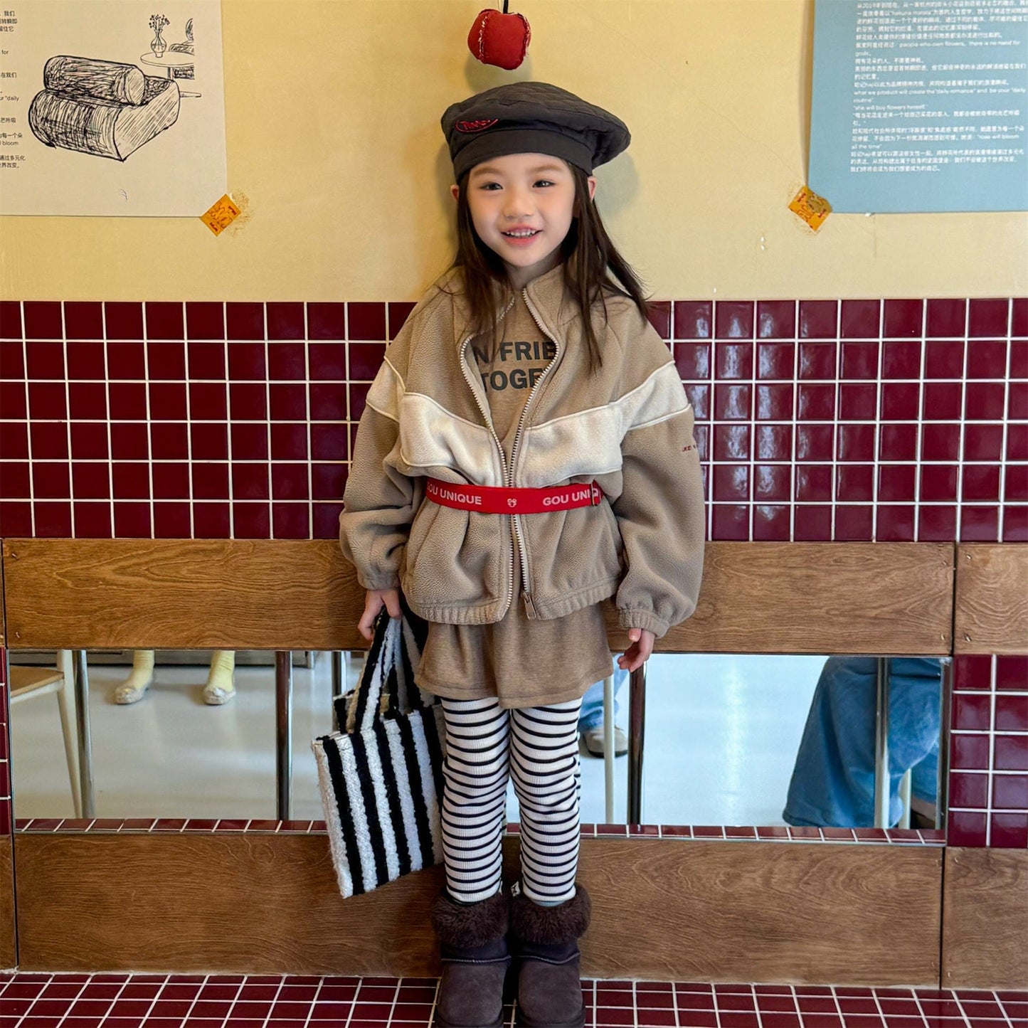 ショートコート・ジャケット・ジャンパー バイカラージップアップフリースジャケットブルゾン裏起毛防寒アウター【mh0010912】