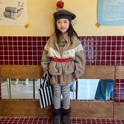 ショートコート・ジャケット・ジャンパー バイカラージップアップフリースジャケットブルゾン裏起毛防寒アウター【mh0010912】