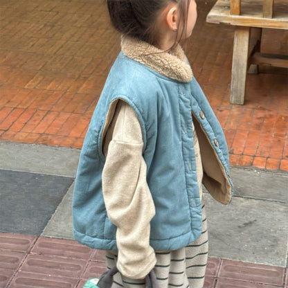 ベスト ボア襟コーデュロイキルティングベスト刺繍入りアウター【mh0010915】