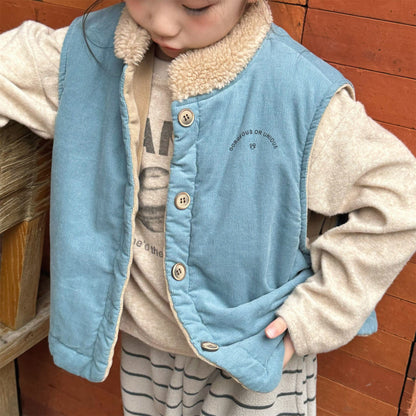 ベスト ボア襟コーデュロイキルティングベスト刺繍入りアウター【mh0010915】