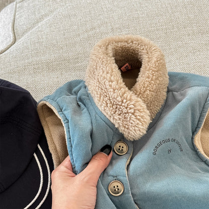 ベスト ボア襟コーデュロイキルティングベスト刺繍入りアウター【mh0010915】